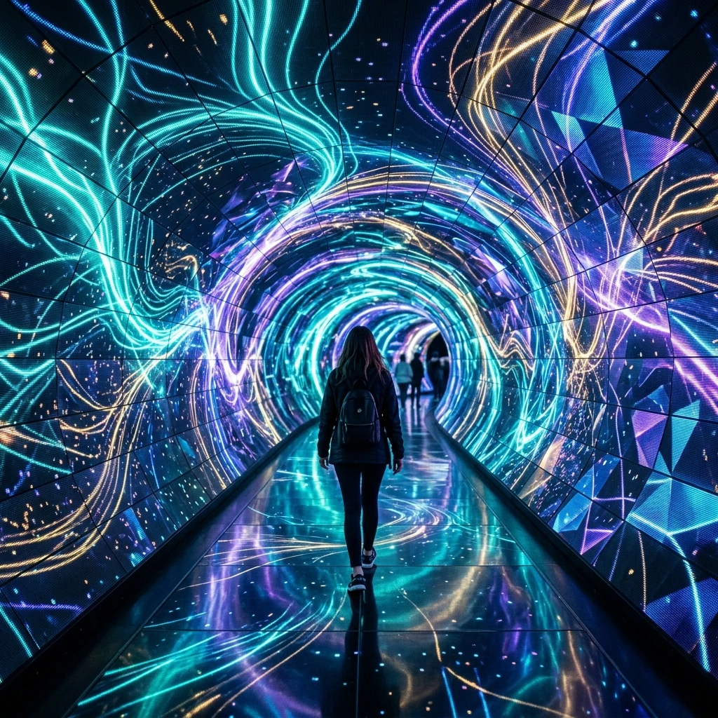 Túnel Inmersivo pantallas led envolventes de Vortyze